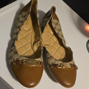 Michael Kors Brown and Tan Logo Flats